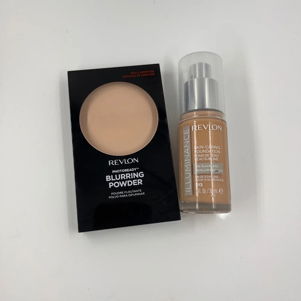 Revlon Illuminance Foundation 313 Light Tan &‎ PhotoReady Blurring Powder Set
